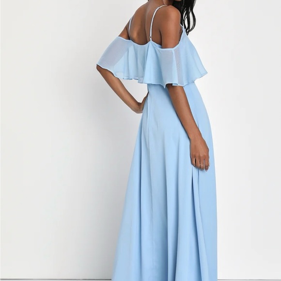 Lulu’s Light Blue Cold-Shoulder Maxi Dress - Picture 3 of 5